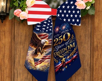 Patriotiskt 250-års frihetskransband, 1776–2026 USA dörrrosett, självständighetsdagendekor, örnflagga verandaband, amerikansk ytterdörr