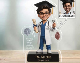 Placa acrílica personalizada para graduación de médico, regalo personalizado con foto para médico, recuerdo para neurólogo, regalo para graduados de medicina de la promoción de 2026