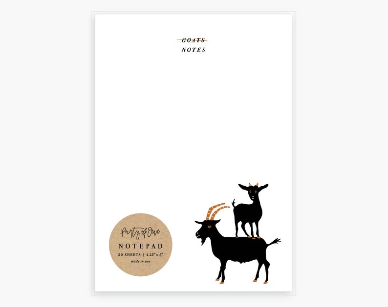 Goat Notes Notepad Illustrated Funny Paper Goods To Do Etsy