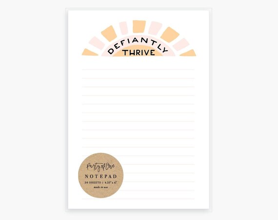 Defiantly Thrive Notepad Sun To Do List Memo Pad Desk Etsy