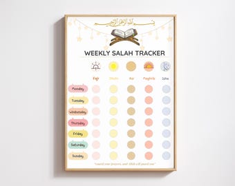 Weekly Islamic Prayer Tracker | Muslim Planner Printable | Digital Salah Tracker PDF & PNG | Faith Planner | Daily Prayer Log