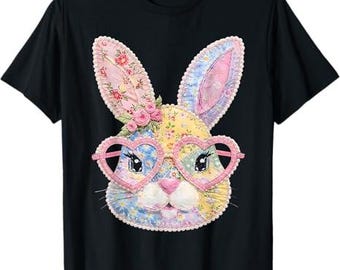 Kwiatowy króliczek w patchworku PNG, Modny Wielkanocny PNG, Kwiatowy retro Wielkanocny PNG, Domek w kratkę gingham w patchworku PNG, Wielkanocny wiosenny patchwork png