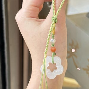 Amuleto y llavero de jade natural para teléfono, accesorio de amuleto