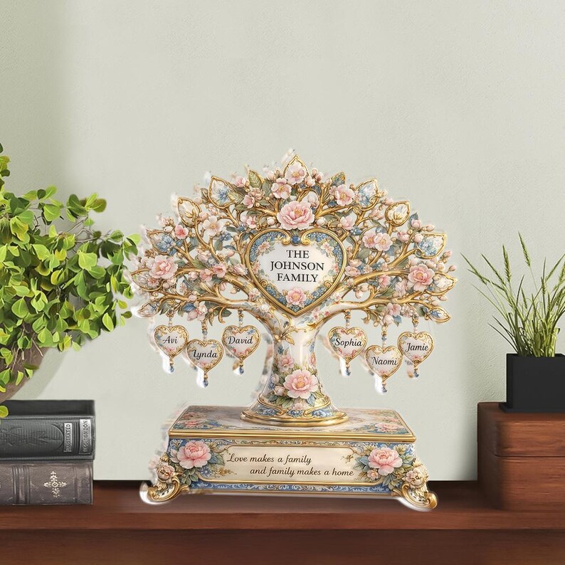 Personalized Family Tree Acrylic Block, Custom Family Name Display ...