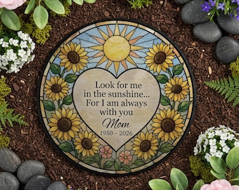 Memorial Garden Stone Sunflower Sympathy Gift Personalized Grave Marker Bereavement Outdoor Memorial Decor for Mom
