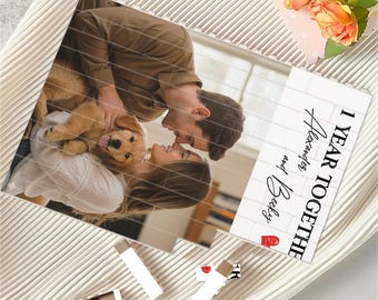 Rompecabezas de bloques de construcción con foto personalizada, regalo de foto de pareja personalizado, bloque de fotos de aniversario, regalo romántico único para él y ella