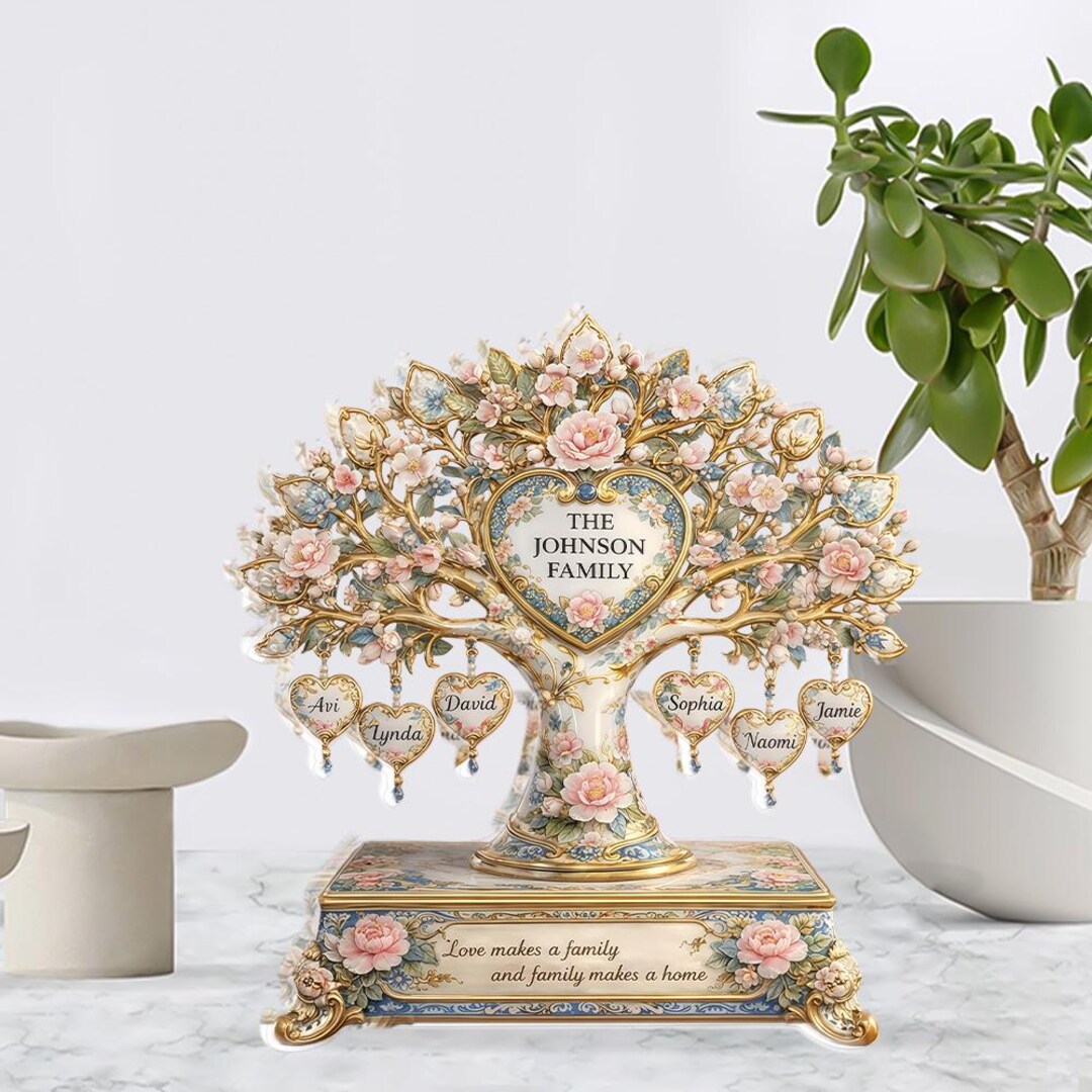 Personalized Family Tree Acrylic Block, Custom Family Name Display ...