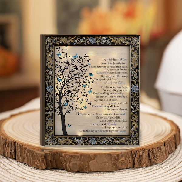 Memorial Wooden Block Sign, A Limb Has Fallen Sympathy Gift, Personalized Bereavement Keepsake, In Loving Memory Home Decor