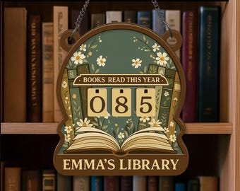 Letrero de seguimiento de libros personalizado, decoración de registro de lectura personalizada, contador de libros leídos este año, regalo de biblioteca para amantes de la lectura.