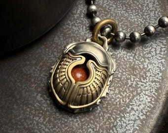 Scarab Amulet Pendant, Ancient Egyptian Jewelry, Symbol of Rebirth & Protection, Gift for Him Her