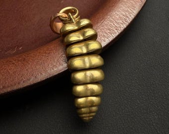 Brass Rattlesnake Tail Pendant, Articulated Snake Fidget Necklace, Gift for Him Her, Reptile Lovers