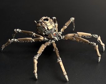 Steampunk Mechanical Widow Spider Figurine, Bronze & White Copper Articulated Decor, Gift for Gamers