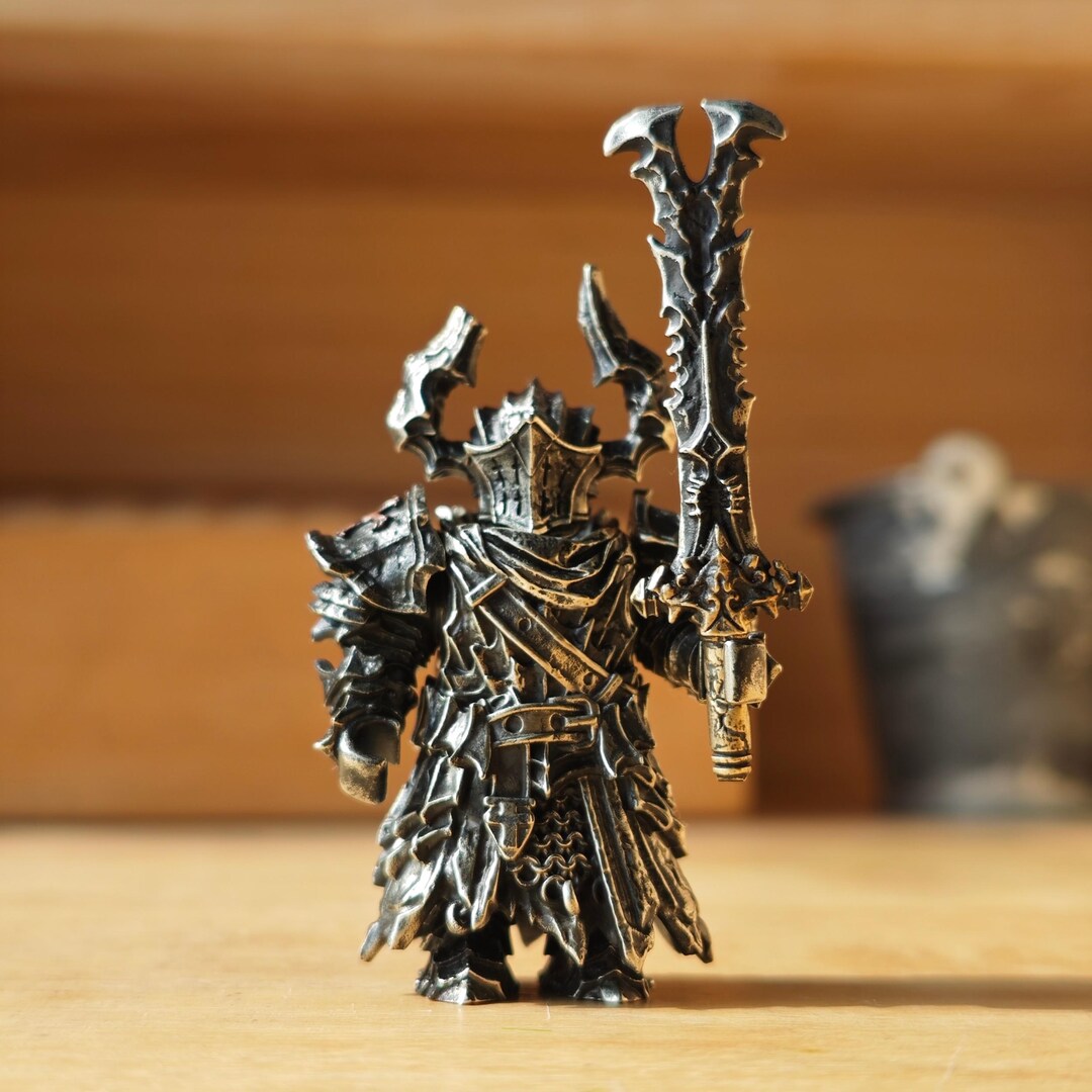Black Knight Figurine Arnaud Raine, Handcrafted White Bronze Crusader ...