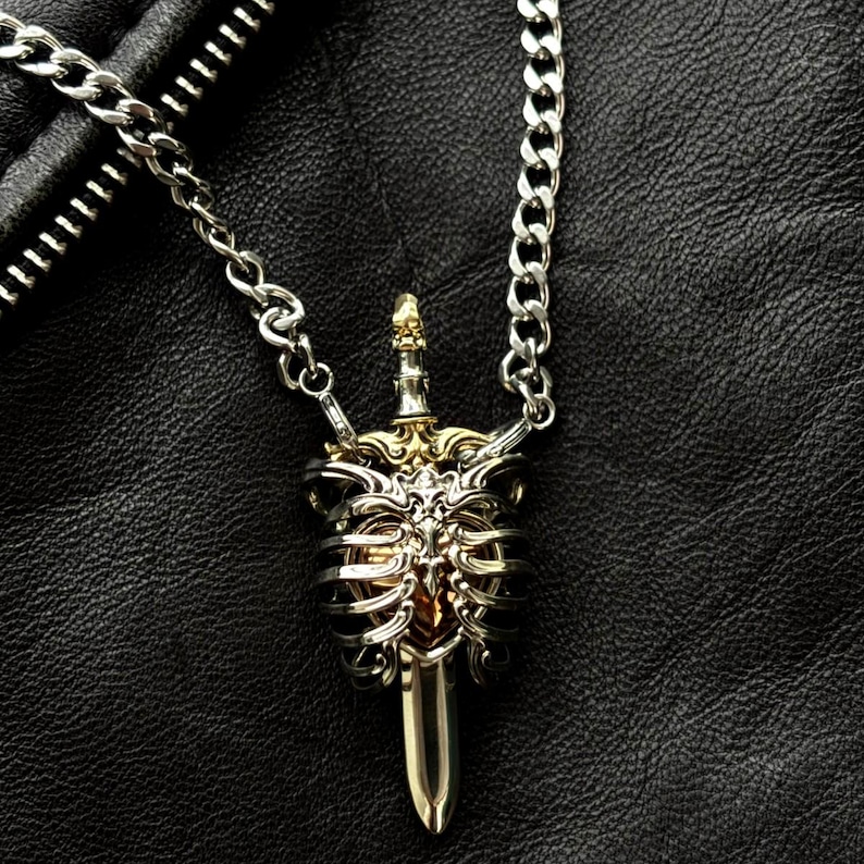 Mechanisch kloppend harthanger, opening ribbenkastketting, interactieve gotische sieraden, fantasiehartcadeau +Necklace