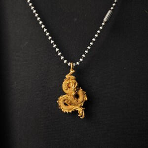 Brass Oriental Dragon Pendant, Lucky Strength Symbol, New Year Gift Necklace Choice 1
