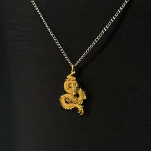 Brass Oriental Dragon Pendant, Lucky Strength Symbol, New Year Gift Necklace Choice 2