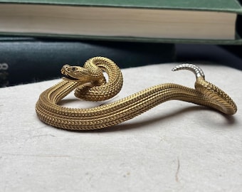 Brass Rattlesnake Pen Holder, Incense Burner, Office Decor, Gift for Pen Enthusiasts, Reptile Keepers