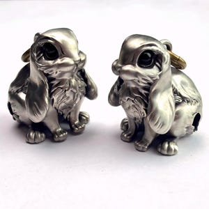 White Bronze Bunny Bell, Handmade Rabbit Charm, Lucky Gift for Animal Lovers, Easter Gift