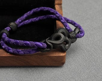 Blackened Tree Boa Bracelet, Statement Jewelry, Symbol of Strength and Protection, Custom Rope Color
