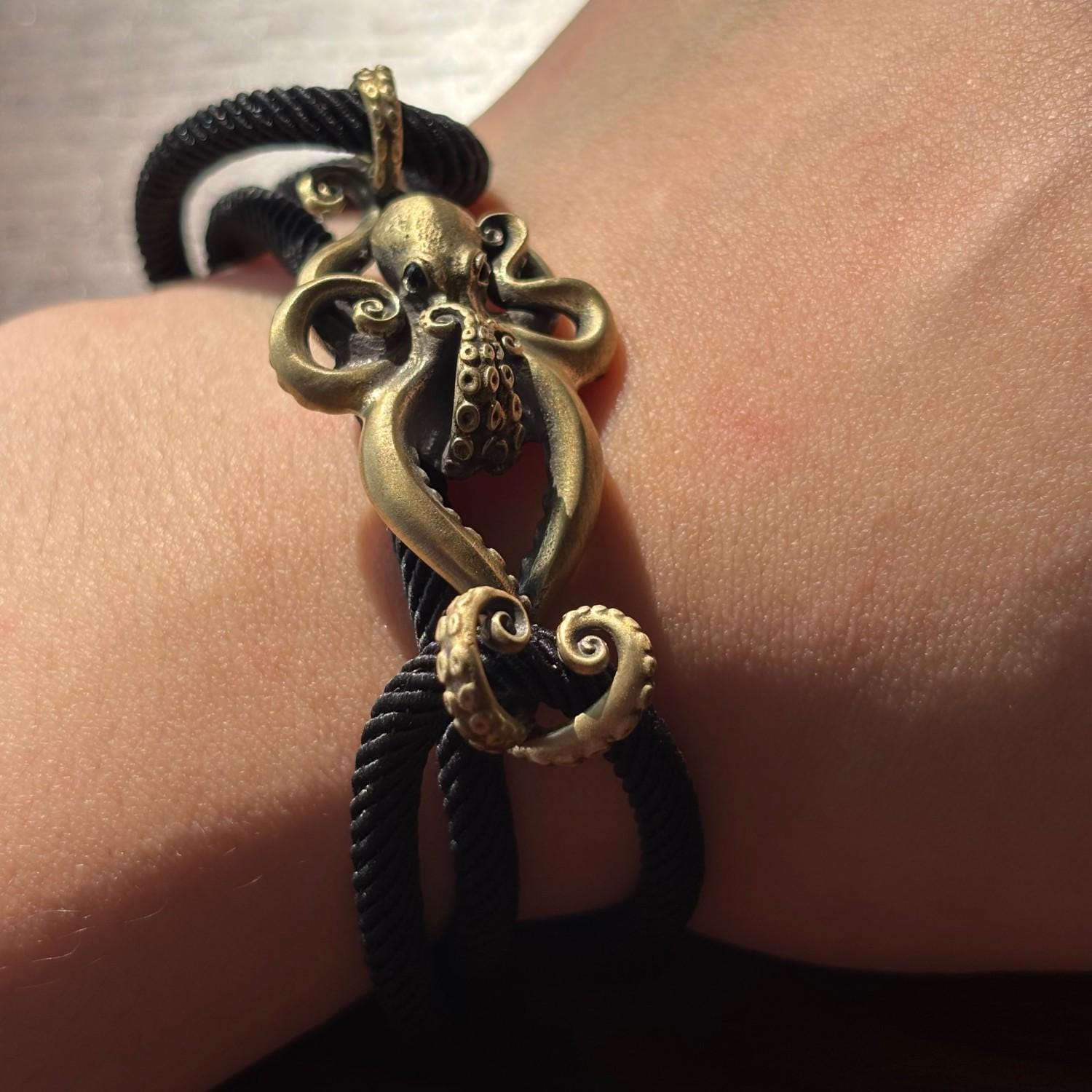 Talisman Rope Brass Octopus Rope Bracelet, Adjustable Nautical Talisman, Sea Creature ...