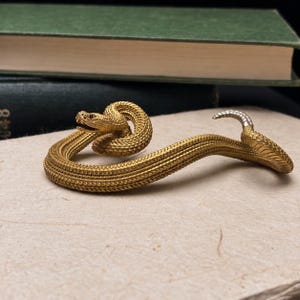 Brass Rattlesnake Pen Holder, Incense Burner, Office Decor, Gift for Pen Enthusiasts, Reptile Keepers