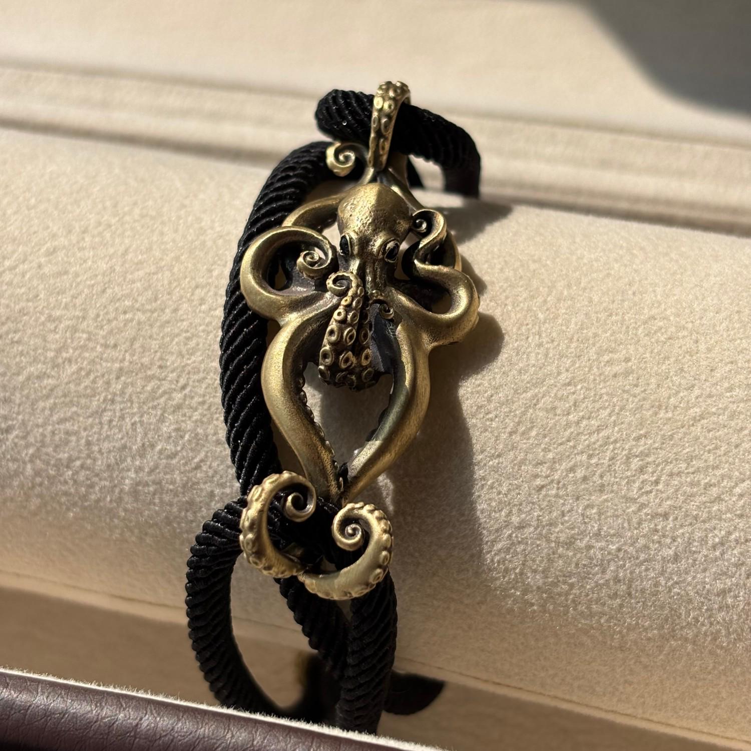 Talisman Rope Brass Octopus Rope Bracelet, Adjustable Nautical Talisman, Sea Creature ...