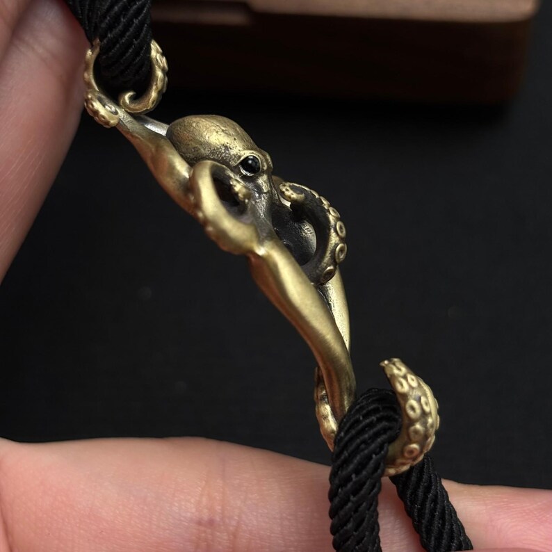 Talisman Rope Brass Octopus Rope Bracelet, Adjustable Nautical Talisman, Sea Creature ...