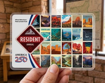 National Parks Heritage Collage Pass Holder, America The Beautiful Card Sleeve, Protective Annual Pass Cover, Travel Gift for Nature Lovers