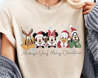 Vintage Cartoon Friends Christmas Shirt, Retro Holiday Friends Tee, Classic Retro Style Mouse Friends Merry Xmas Tee