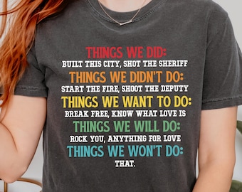 Camiseta retro "Cosas que no queríamos y no haremos": divertida camiseta con colores cómodos