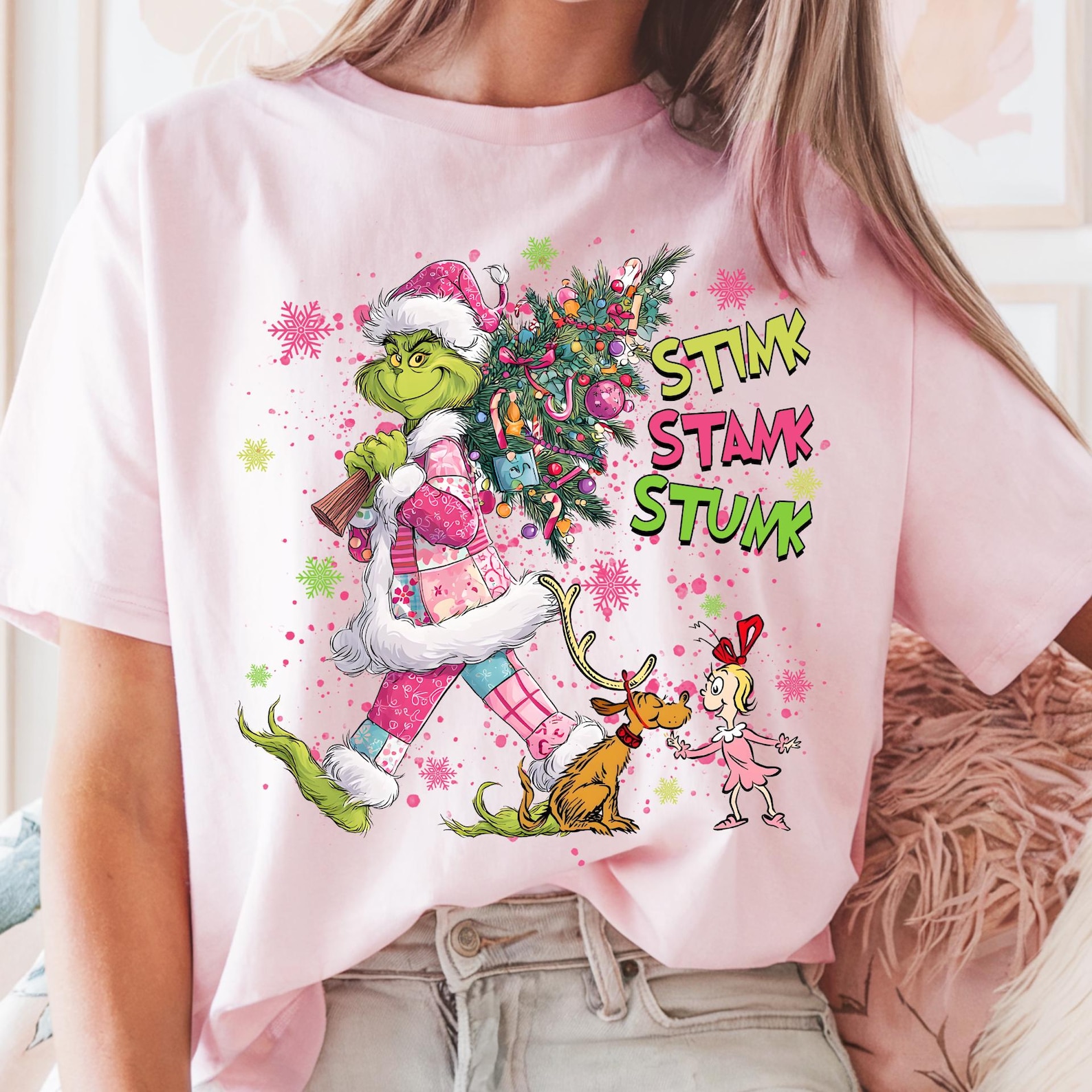 Retro Green Monster Christmas Shirt Merry and Bright Preppy Christmas Movie Shirt