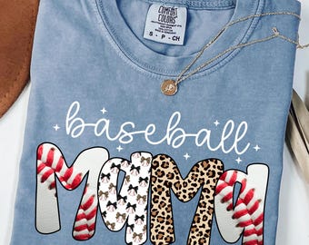 Baseball Mama Comfort Colors Shirt, Retro Sports Mom Tee, Trendy Baseball Lover Mother Day Gift, Baseball Leopard Game Day T-shirt