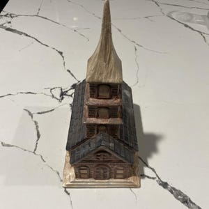 Vintage Byron Molds 1979 Ceramic Town Church Christmas Village Collectible