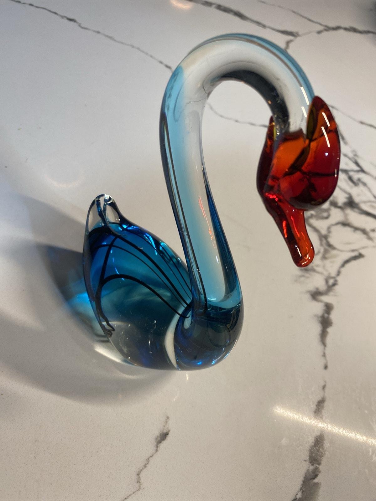 ムラーノ スワン　アルキメデセグソ グリーン アラバストロンガラスの白鳥彫刻 ムラーノ スワン アルキメデセグソ グリーン アラバストロンガラスの