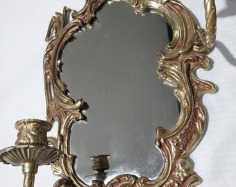 Antike Jugendstil Spiegel-Wandlampe aus Massivem Messing 45 cmx 26 cm Selten!