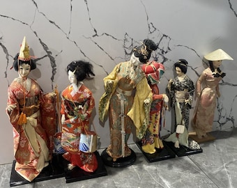 Vintage Japanese Geisha doll ningyō Hand Made Lot Of 6