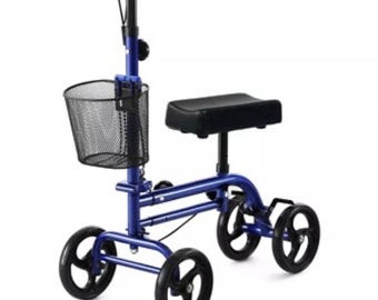 RINKMO Knee Scooter Steerable Walker Economical with Basket Blue *New*