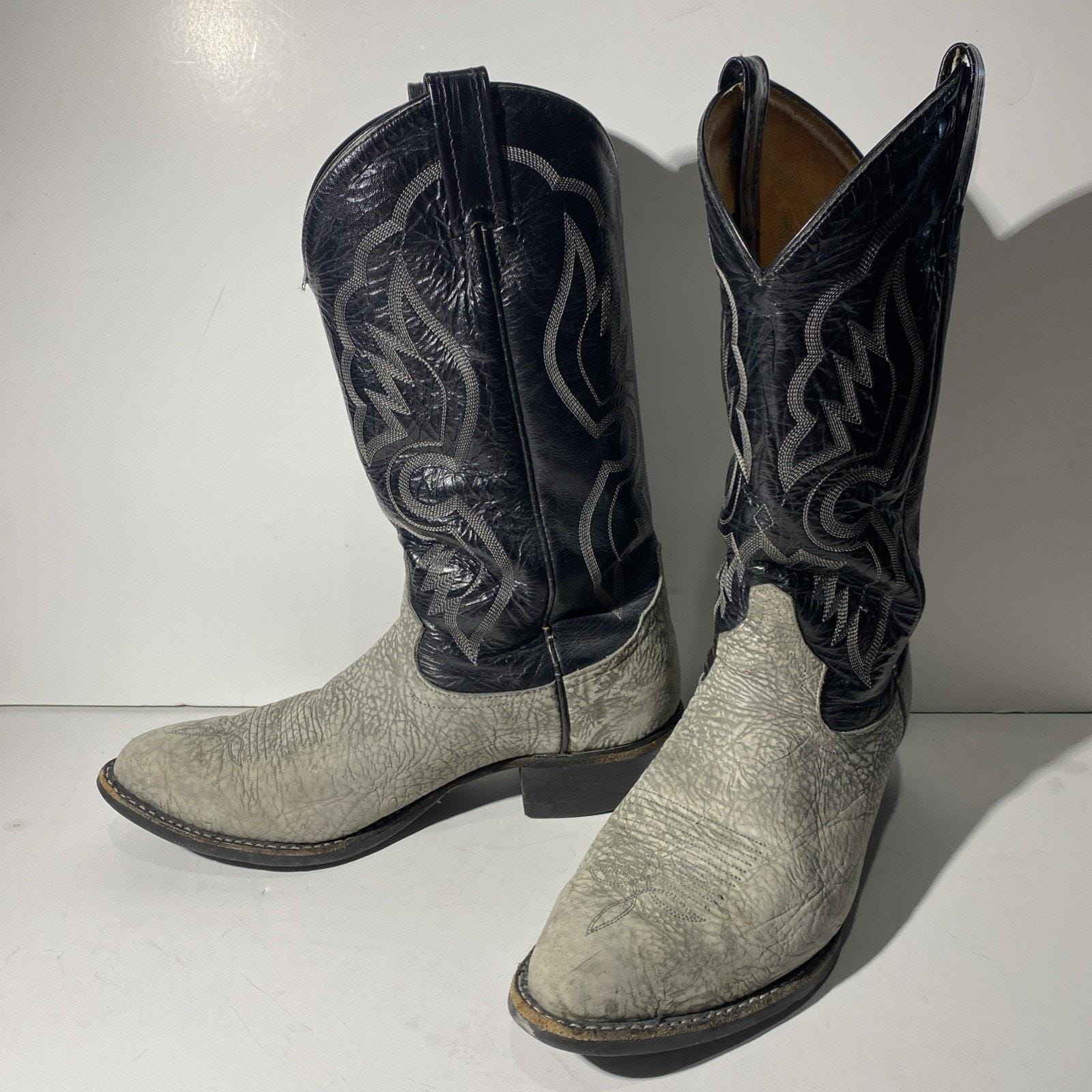 Tony Lama Mens 9.5 D Shrunken Bull Shoulder Boots Leather Western Style 6253 Vtg Tony Lama 9.5 - Etsy main image 3