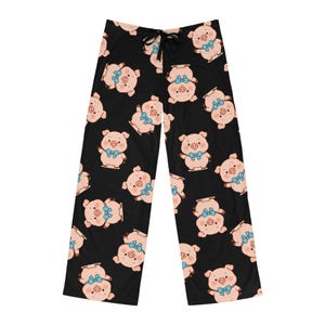 Men&#39;s Pajama Pants with Little Pig Pattern, Cute Animal Lounge Bottoms, Fun Sleepwear for Him, Comfy PJ Trousers, Nightwear Gift for Guys,
