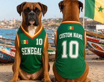 Personalized Senegal Pet Soccer Jersey,Custom Dog Cat Football Shirt,Name Number Puppy Sportswear