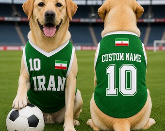 Personalized Iran Pet Soccer Jersey,Custom Dog Cat Football Shirt,Name Number Puppy Sportswear