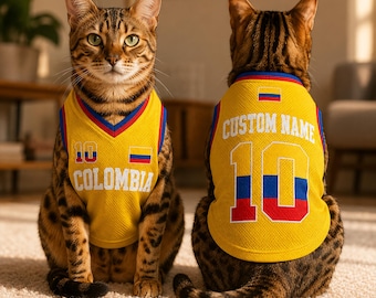 Personalized Colombia Pet Soccer Jersey,Custom Dog Cat Football Shirt,Name Number Puppy Sportswear