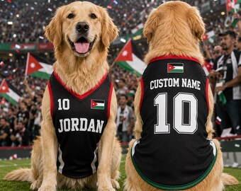 Spersonalizowana koszulka piłkarska Jordan Pet, spersonalizowana koszulka piłkarska dla psa lub kota, spersonalizowana koszulka sportowa dla szczeniaka z imieniem i numerem