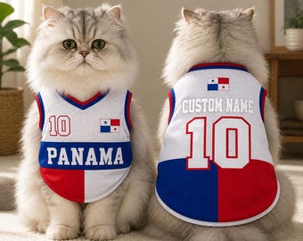 Personalized Panama Pet Soccer Jersey,Custom Dog Cat Football Shirt,Name Number Puppy Sportswear
