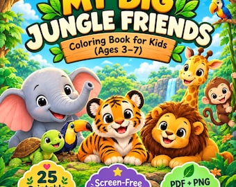 Jungle Animals Coloring Book: 25 Printable Pages (PDF & PNG)