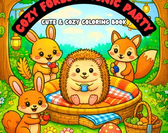 Cozy Forest Picnic coloring Book for kids | Woodland Animal Theme | Relaxing & Fun Printable Pages