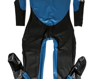 Cosplay ,womens mens 100%Natural Latex Catsuit Toes Socks with Lockable Crotch Zipper