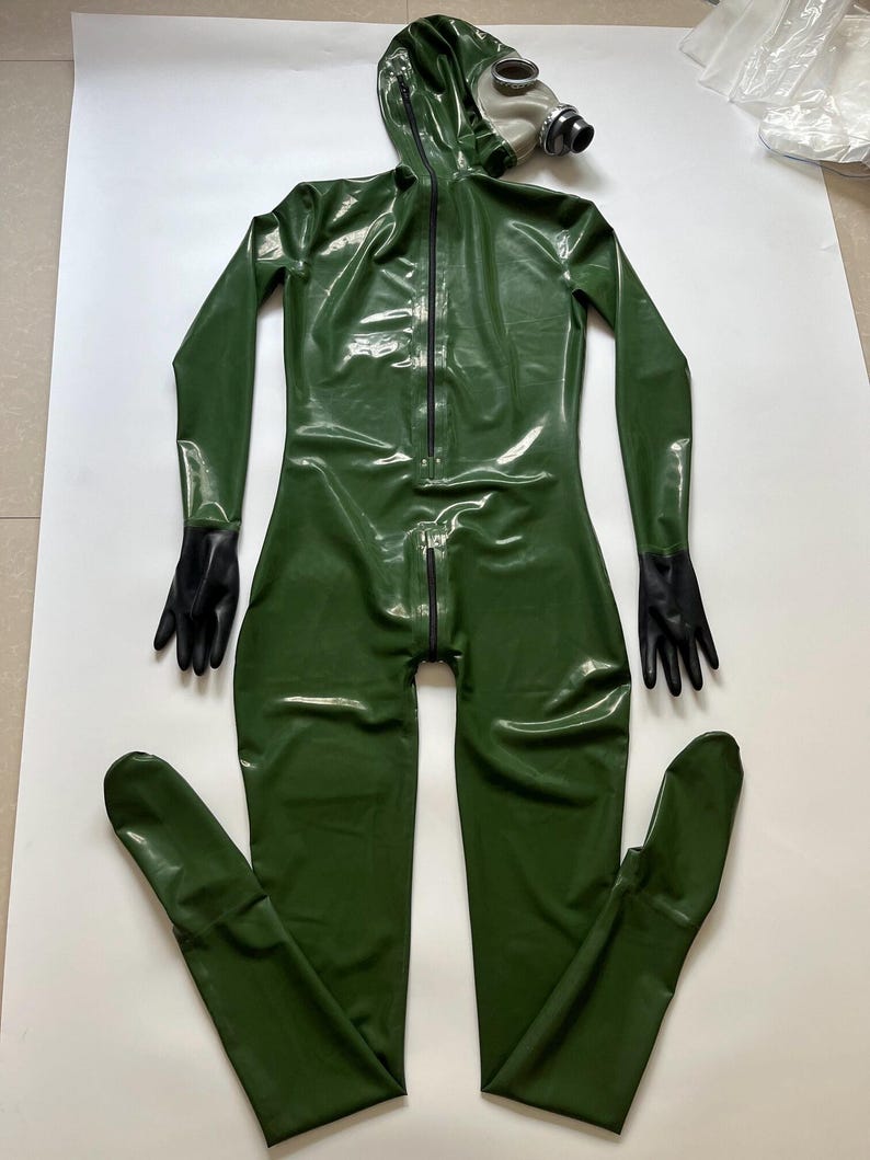 Latex Catsuit Bodysuit With Gas Mask & Back Zipper - Etsy