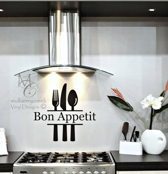 Kitchen Decor Vinyl Decals For Kitchen Bon Appetit Wall Etsy