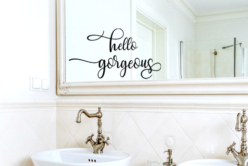 Hello Decor Mirror Decals Funny Bathroom Wall Etsy